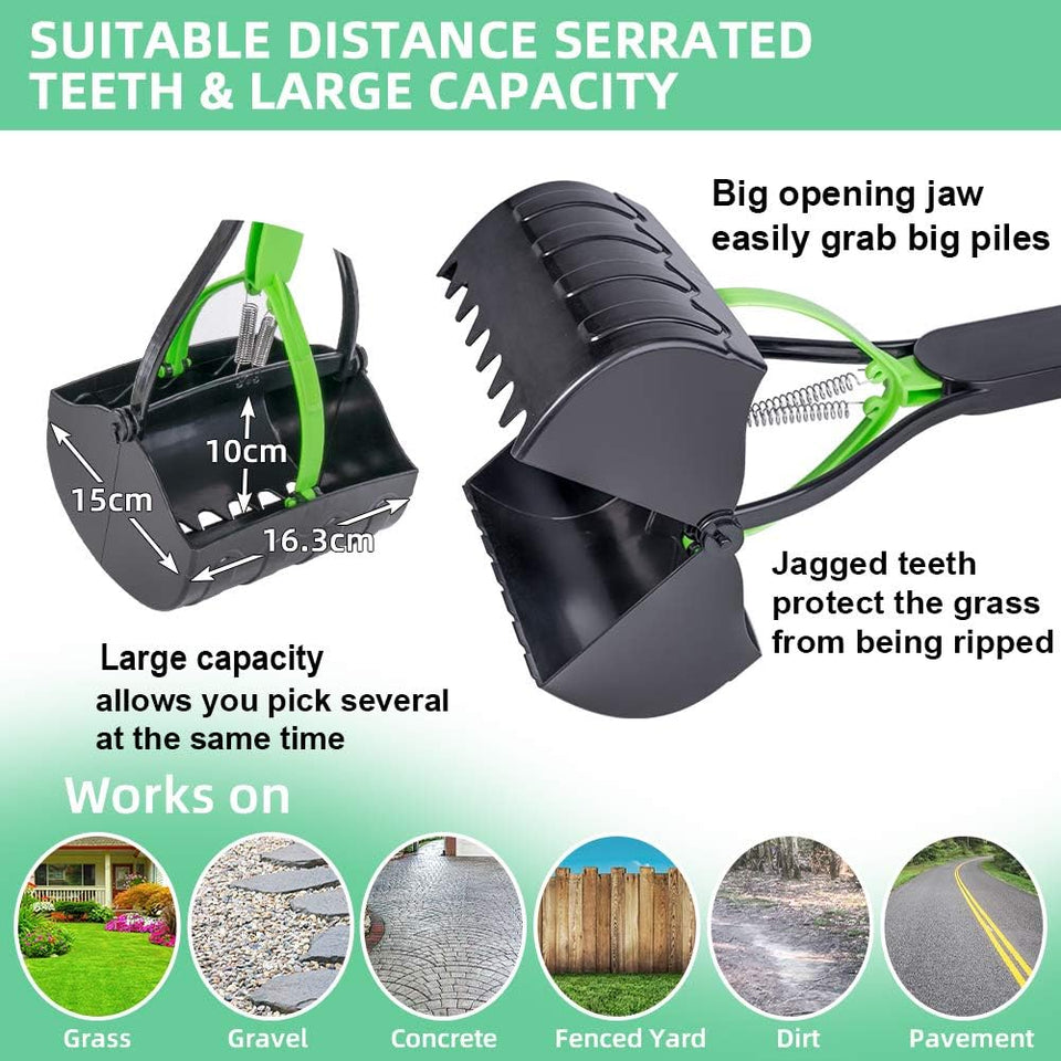 Ultimate Heavy-Duty Dog Pooper Scooper with 31.5-Inch Handle - Perfect for All Dog Sizes, Includes Waste Bags, Portable & Durable for Grass and Gravel Cleanup