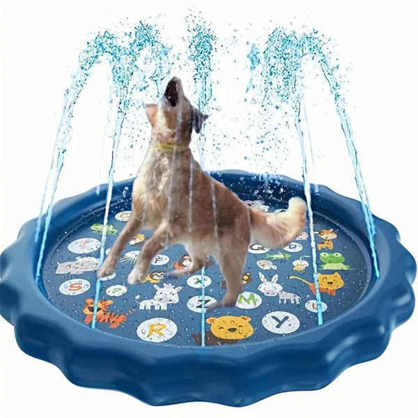 Ultimate Heavy-Duty Outdoor Pet Bathing Basin with Spray Function - Non-Slip Dog Water Play Mat for Summer Fun!