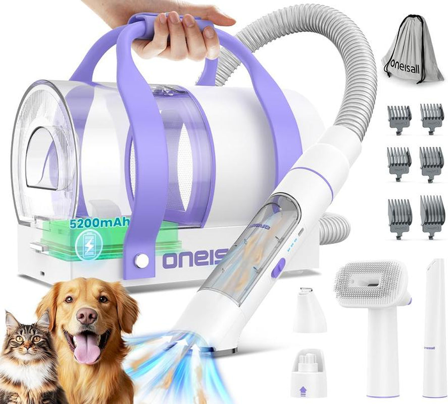 Comfy C1 Cordless Smart Pet Grooming Vacuum with Quiet Operation, Integrated Pet Clipper and Nail Grinder, 2L Dust Cup, and Four Grooming Tools for Effective Shedding and Home Cleaning