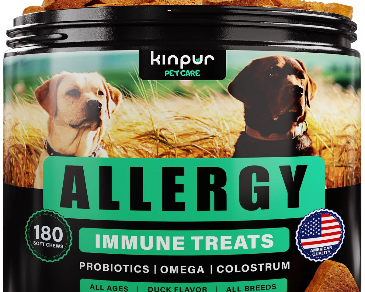 All-Natural Dog Allergy Chews with Omega Probiotics & Apple Cider Vinegar - 180 Chews for Happy, Healthy Pets!