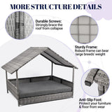  Elevated Rattan Dog Bed with Canopy