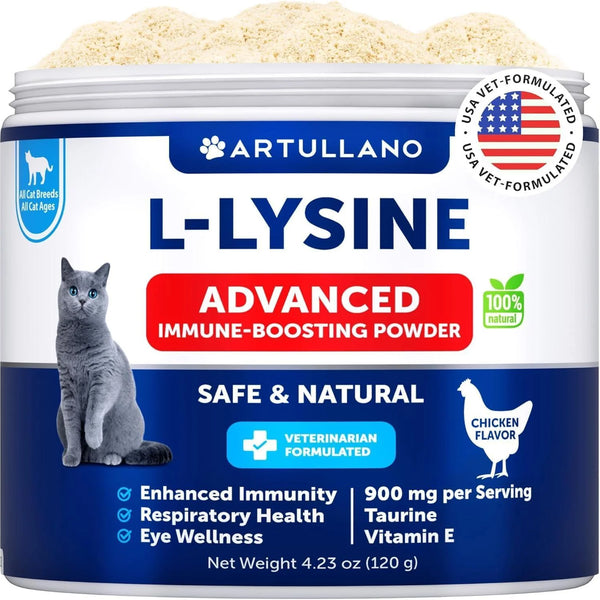 L-Lysine Powder Supplement for Cats - 900mg Immune Support Formula