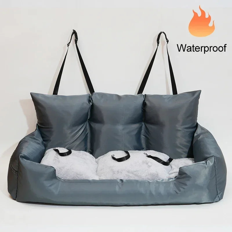 Premium Waterproof Dog Car Seat & Bed - Portable Travel Pet Carrier for Backseat