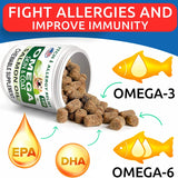 Omega 3 Fish Oil Treats for Dogs - 180 Soft Chews for Shedding, Skin Allergies, Itch Relief & Joint Health - Premium Salmon Oil with EPA & DHA for a Healthy Coat