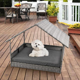  Elevated Rattan Dog Bed with Canopy