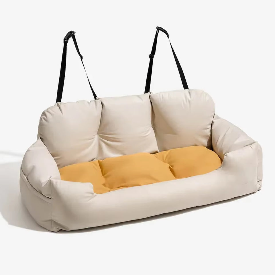Ultimate Travel Bolster Car Seat Bed for Dogs & Cats - Safe & Comfortable Pet Carrier with Backseat Cover