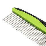Grip Ease Dual-Sided Pet Grooming Comb - Wide & Narrow Teeth - Green