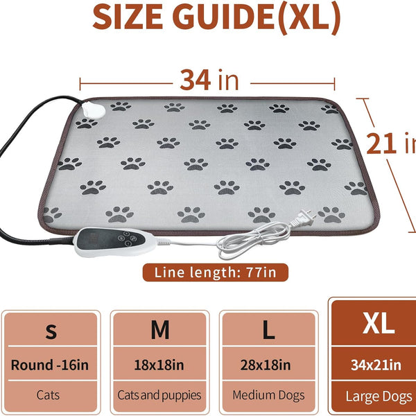 Extra-Large Waterproof Dog Heating Pad - 34"x21" with Smart Thermostat for Ultimate Comfort