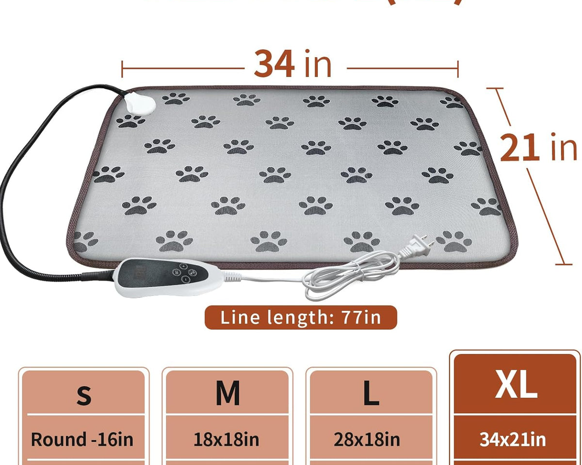 Extra-Large Waterproof Dog Heating Pad - 34"x21" with Smart Thermostat for Ultimate Comfort