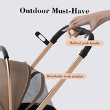 Premium Pet Stroller for Dogs & Cats - Foldable, Waterproof, with Storage Basket & Smooth Swivel Wheels for Ultimate Comfort!