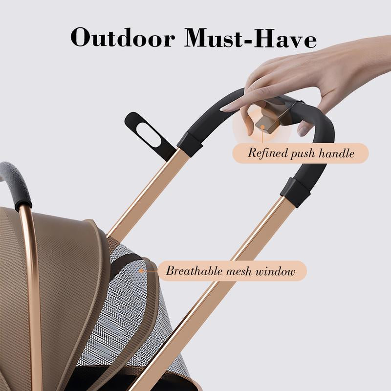 Premium Pet Stroller for Dogs & Cats - Foldable, Waterproof, with Storage Basket & Smooth Swivel Wheels for Ultimate Comfort!