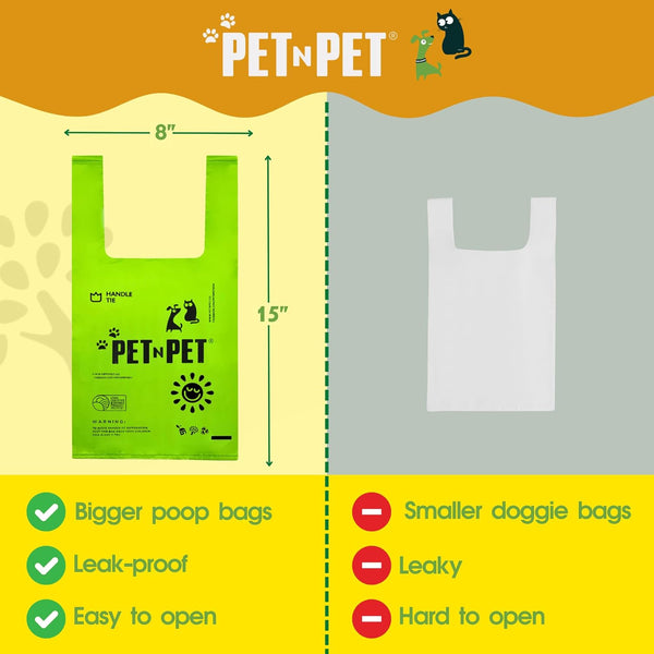 200-Count Eco-Friendly Unscented Dog Waste Bags with Tie Handles, Made from 38% Plant-Based Material, Extra-Thick and Durable