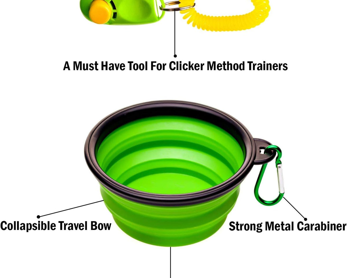 Premium Dog Treat Pouch with Clicker & Collapsible Bowl - Adjustable Reflective Straps for Training Success!
