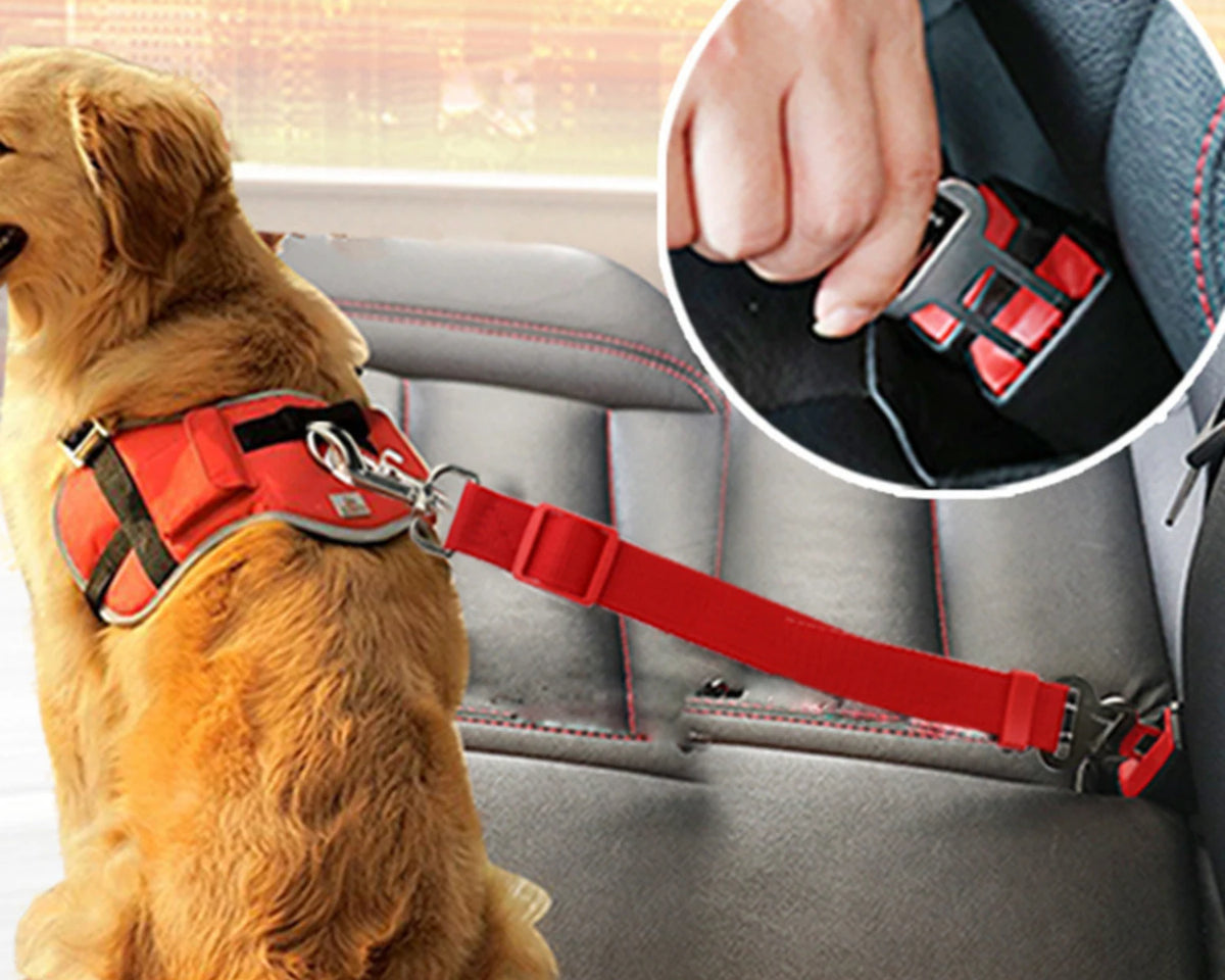 Adjustable Pet Car Seat Belt Harness - Safe Travel Leash for Dogs and Cats, Machine Washable Nylon Design