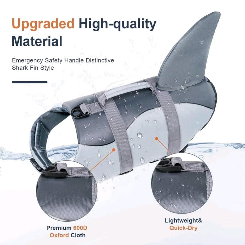 Dog Life Jacket with Rescue Handle - Adjustable Flotation Vest for Small, Medium, and Large Dogs - Ideal for Swimming Pools and Beaches