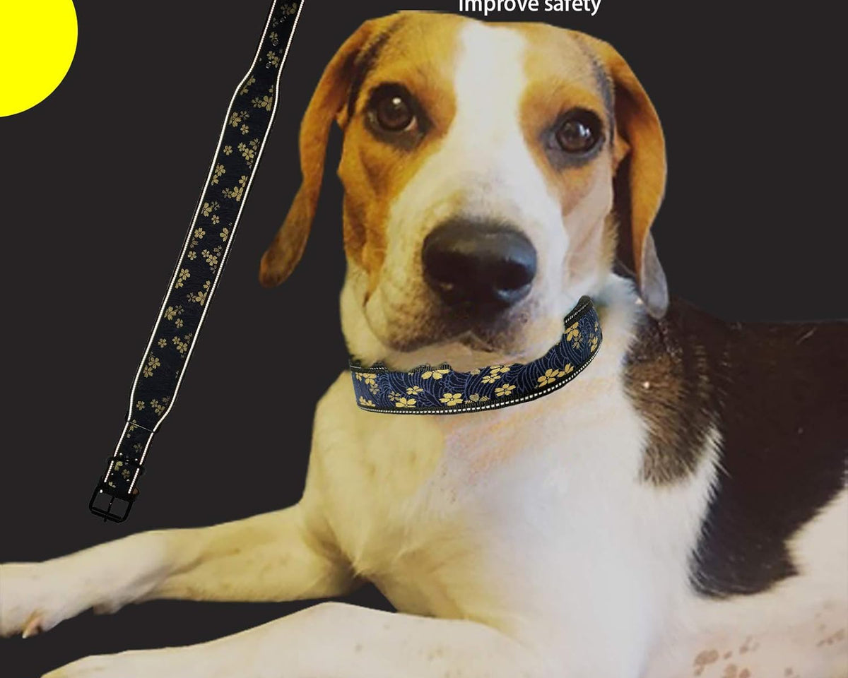 Heavy Duty Reflective Dog Collar - Padded, and Adjustable 