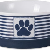 Paw & Patch Nautical Blue Small Ceramic Pet Bowl for Dogs and Cats - 4.25