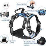 Adjustable No-Pull Dog Harness with Reflective Oxford Vest and Collar, Featuring Front/Back Leash Clips and Easy Control Handle for All Dog Sizes
