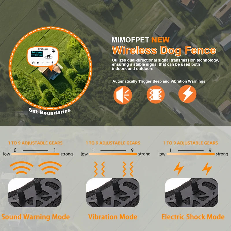 Revolutionary 5000Ft Wireless GPS Electronic Dog Fence with Adjustable Reflective Rechargeable Harness