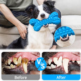 Durable Indestructible Dog Toys for Aggressive Chewers - Squeaky Chew Bones for Large Breeds, Tough Natural Rubber Puppy Chews for Effective Dental Care