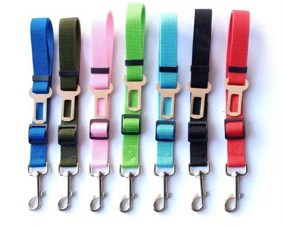 Adjustable Pet Car Seat Belt Harness - Safe Travel Leash for Dogs and Cats, Machine Washable Nylon Design