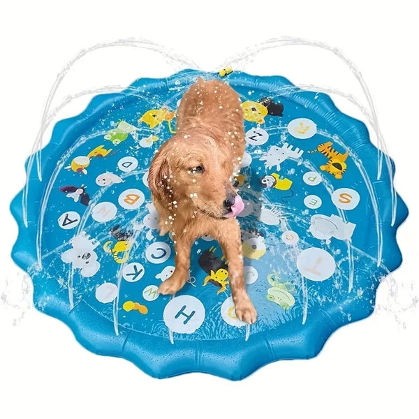 Ultimate Heavy-Duty Outdoor Pet Bathing Basin with Spray Function - Non-Slip Dog Water Play Mat for Summer Fun!