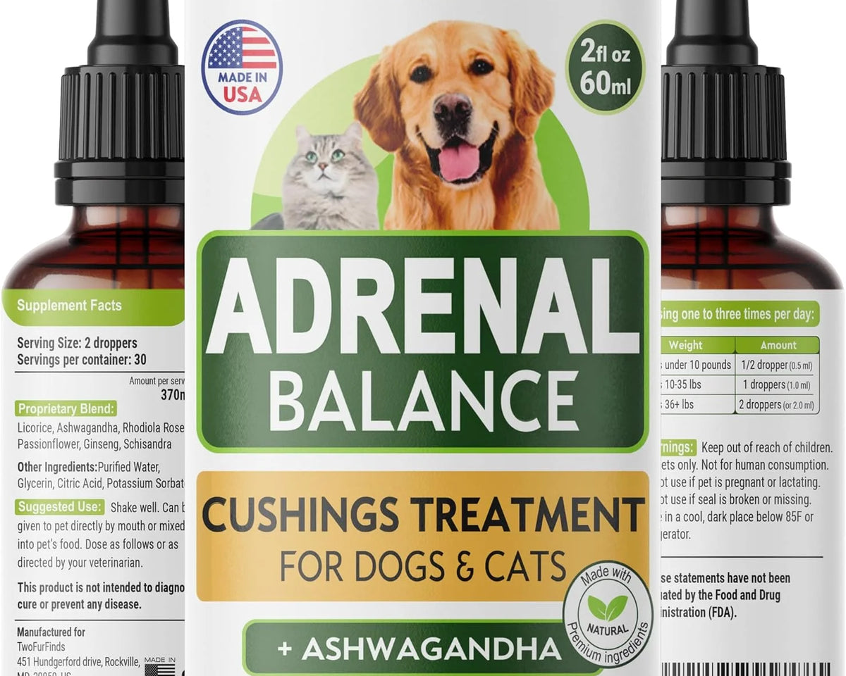 Adrenal Balance for Dogs and Cats - Natural Cushings Treatment with Ashwagandha, Licorice Root & Rhodiola Rosea - 2Oz Harmony Herbal Drops for Optimal Pet Health