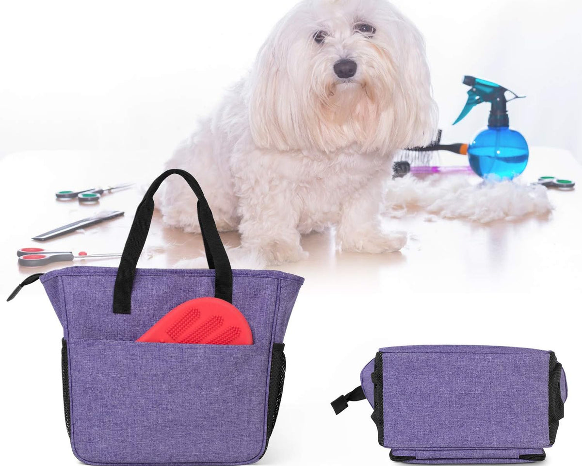 Stylish Purple Professional Pet Grooming Tote - Ultimate Organizer for Shears, Deshedding Tools, Towels, Shampoo & More!