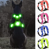 USB Rechargeable LED Dog Harness with Reflective Strips - Adjustable Medium Comfort Fit (Green)
