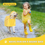 Adjustable Dog Raincoat with Clear Hood and Reflective Strips for Large, Medium, and Small Dogs - Yellow, Size L