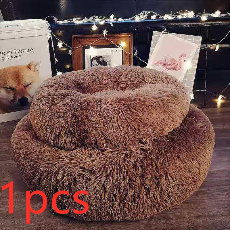 Luxurious Round Plush Pet Beds for Small Dogs and Cats - The Ultimate Cozy Nest for Your Furry Companions