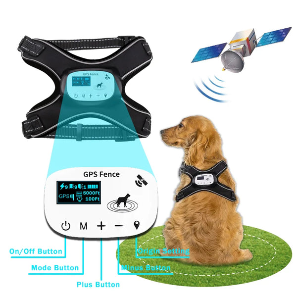 Revolutionary 5000Ft Wireless GPS Electronic Dog Fence with Adjustable Reflective Rechargeable Harness