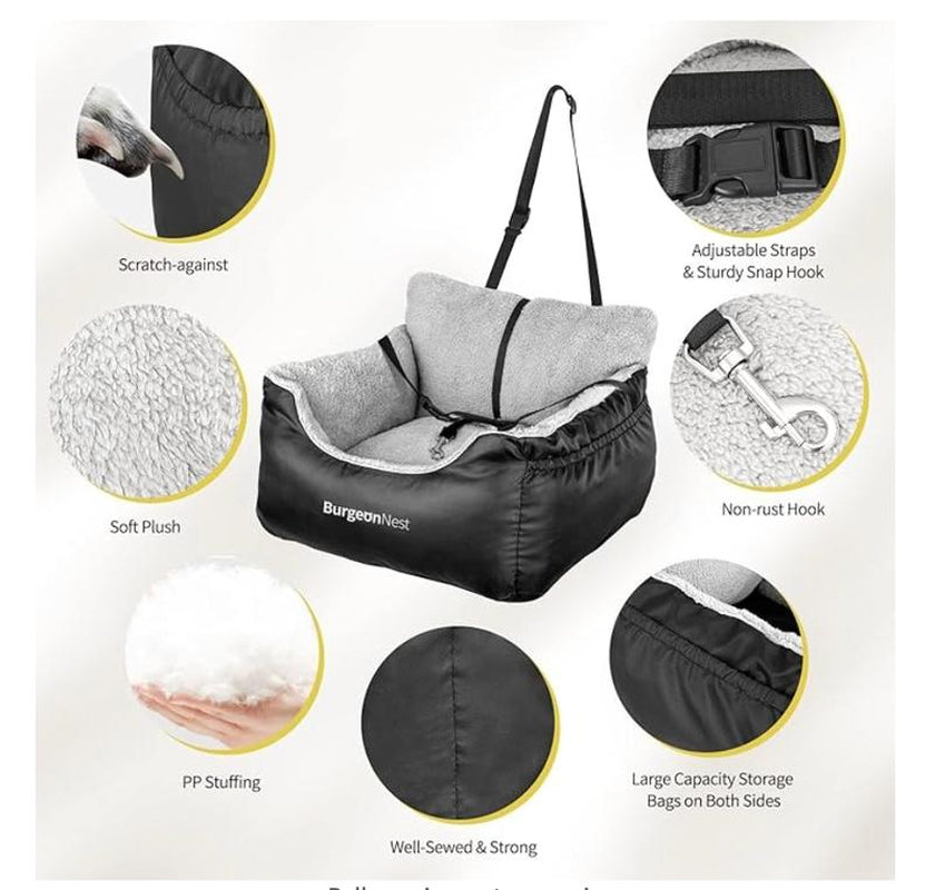  Dog Car Seat for Small Dogs, Fully Detachable and Washable 