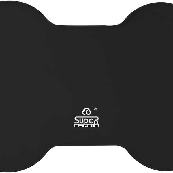 Premium Waterproof Silicone Dog and Cat Feeding Mat - Non-Spill Design, 20.5" x 14.5", Black