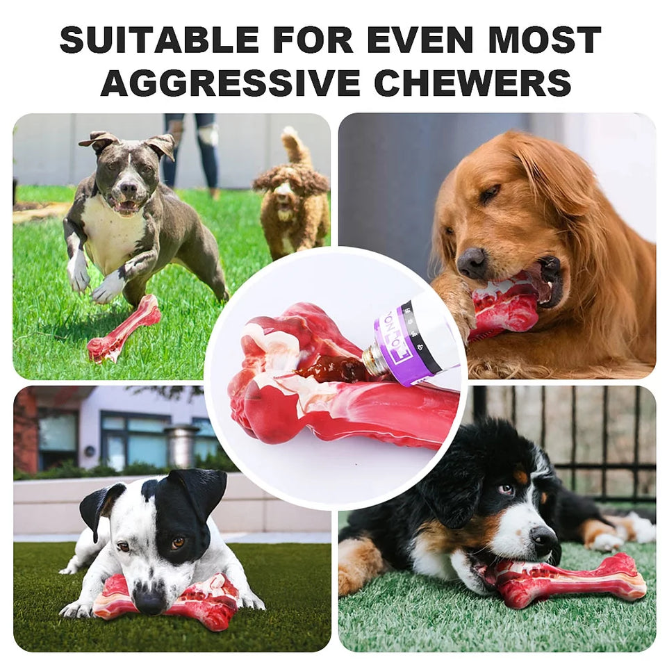 Indestructible Dog Chew Toys for Aggressive Chewers - Tough Teething Toys for Large Breeds, Natural Rubber Interactive Toys for Pet Teeth Cleaning and Boredom Relief