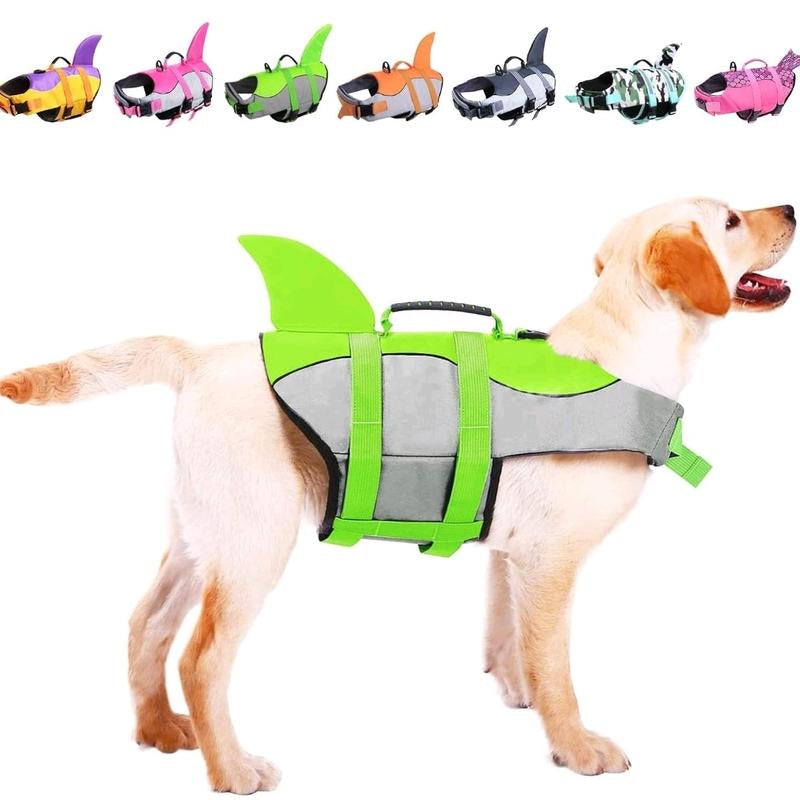 Dog Life Jacket with Rescue Handle - Adjustable Flotation Vest for Small, Medium, and Large Dogs - Ideal for Swimming Pools and Beaches