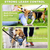Adjustable No-Pull Dog Harness with Reflective Oxford Vest and Collar, Featuring Front/Back Leash Clips and Easy Control Handle for All Dog Sizes