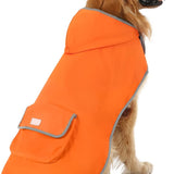 Stylish Reversible Camo & Orange Dog Raincoat - Hooded Slicker Poncho for Small, Medium & Large Dogs - Size L