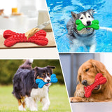 Durable Indestructible Dog Toys for Aggressive Chewers - Squeaky Chew Bones for Large Breeds, Tough Natural Rubber Puppy Chews for Effective Dental Care