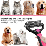 Ultimate Pet Grooming Brush - Double-Sided Deshedding & Dematting Tool for Dogs & Cats - Effortless Undercoat Rake Comb for a Healthy, Shiny Coat
