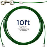 Zinco 10 Ft Heavy Duty Dog Tie Out Cable - Perfect for Small Breeds Up to 20 lbs - 360° Rotating Swivel for Training, Camping, and Backyard Fun - Vibrant Green