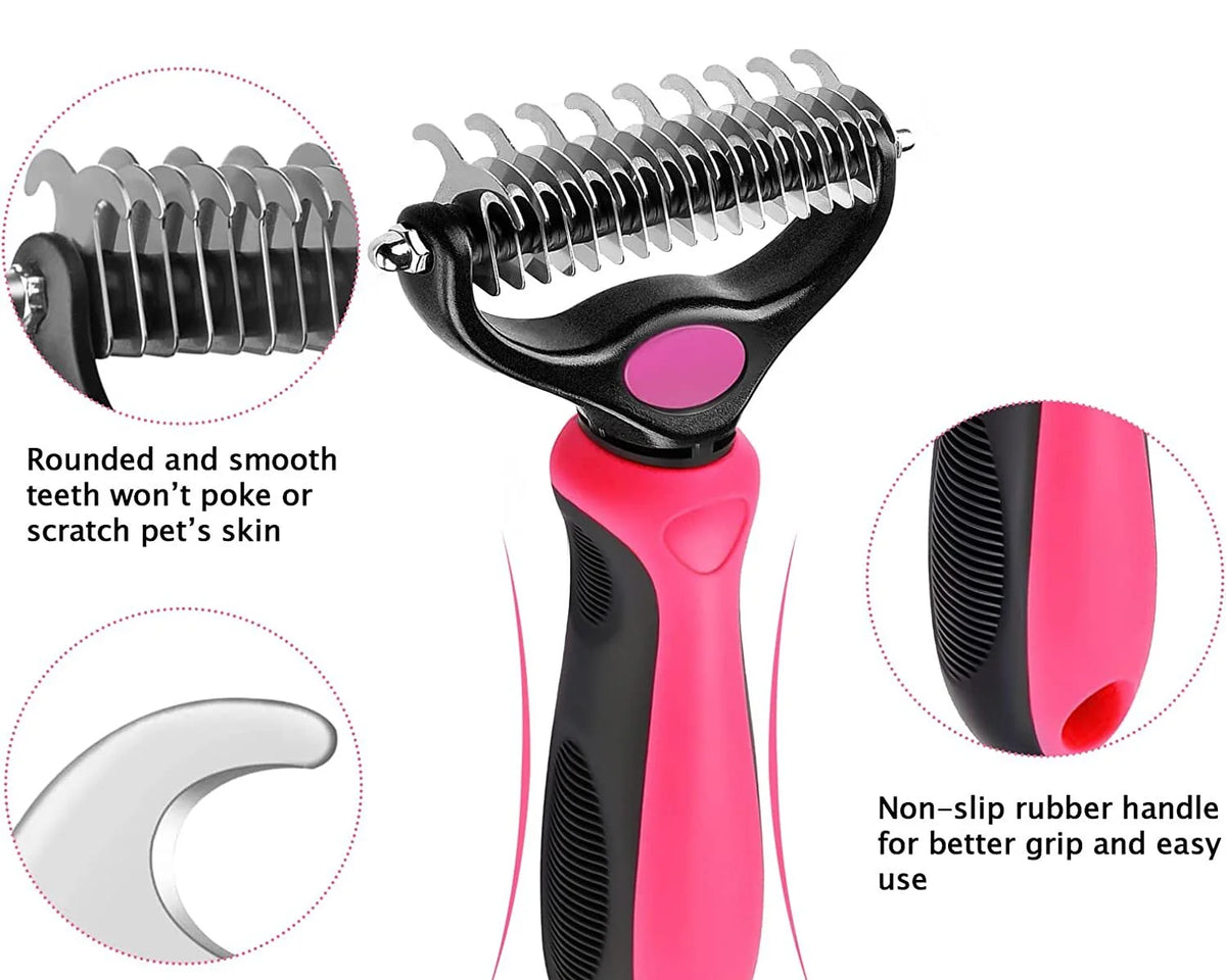 Ultimate Pet Grooming Brush - Double-Sided Deshedding & Dematting Tool for Dogs & Cats - Effortless Undercoat Rake Comb for a Healthy, Shiny Coat