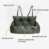 Premium Waterproof Dog Car Seat & Bed - Portable Travel Pet Carrier for Backseat