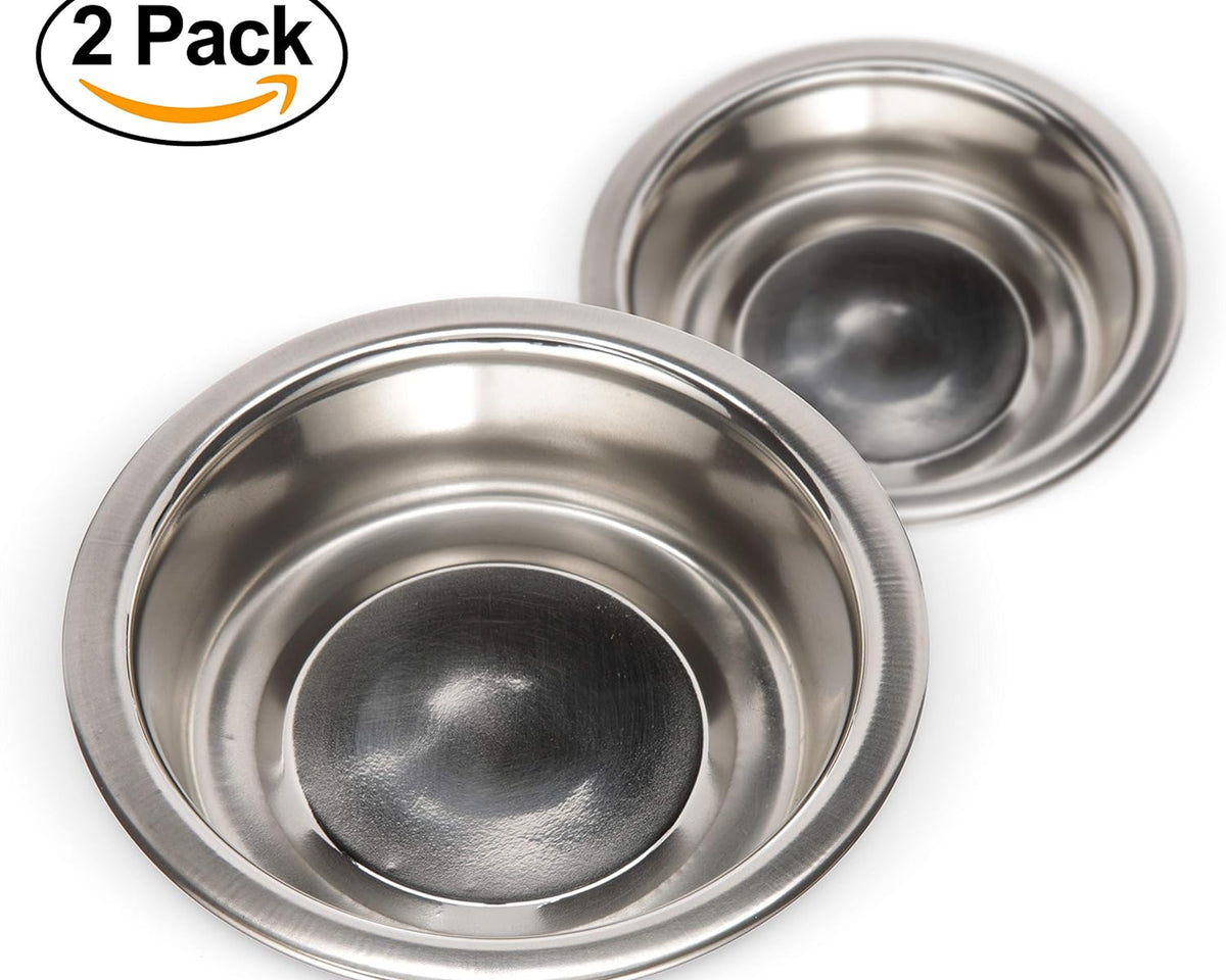 Set of 2 Shallow Stainless Steel Cat Bowls (1 Cup / 8 Oz.) - Replacement Dishes for Neater Feeder Express & Deluxe, Whisker-Friendly and Dishwasher Safe