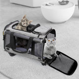 Airline Approved Rolling Pet Carrier for Small to Medium Dogs & Cats - Telescopic Handle & Wheels, Grey