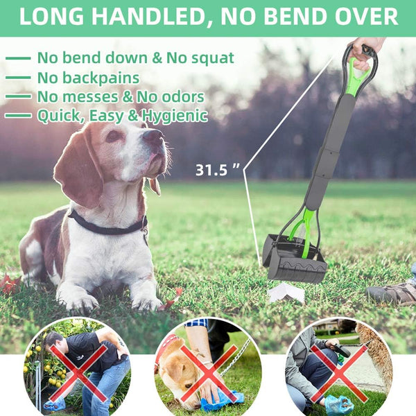 Ultimate Heavy-Duty Dog Pooper Scooper with 31.5-Inch Handle - Perfect for All Dog Sizes, Includes Waste Bags, Portable & Durable for Grass and Gravel Cleanup