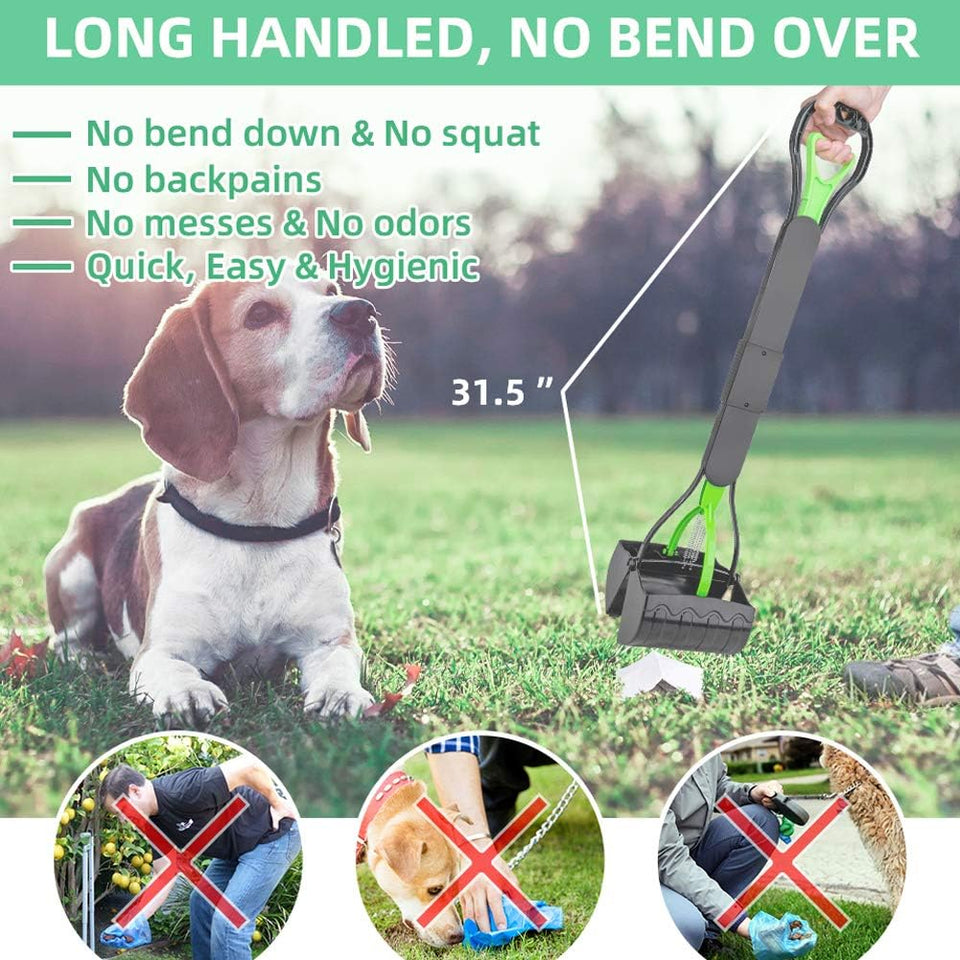 Ultimate Heavy-Duty Dog Pooper Scooper with 31.5-Inch Handle - Perfect for All Dog Sizes, Includes Waste Bags, Portable & Durable for Grass and Gravel Cleanup
