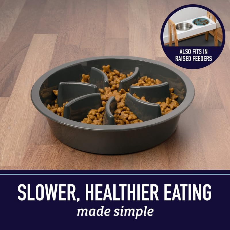 Puzzle Slow Feeder Dog Bowl - 2-Cup Capacity with 7.5-8 Inch Opening Suitable for All Breeds